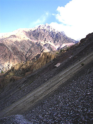 View of the Himalayas looking southeast from Mangyul, Ladahk, India. 