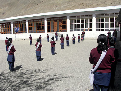 Each school day begins with an assembly that includes recitations, often to music.