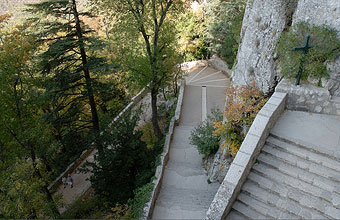 The stairs leading to the Grotto at La Sainte Baume.
