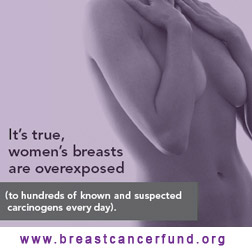 It's true, women's breasts are overexposed (to hundreds of known and suspected carcinogens every day). www.breastcancerfund.org