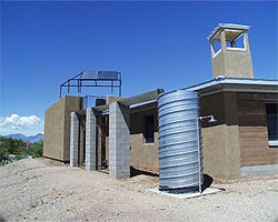 Southwest elevation of passive solar residence.