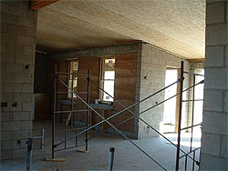 Interior under construction: family room.
