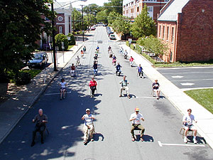 Drivers without cars on street.