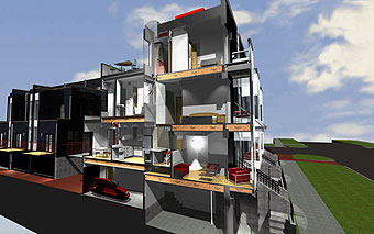 in situ DESIGN's cut-away rendering of Merchant's Row. 