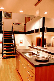 Merchant's Row's interiors feature concrete countertops and bamboo floors. 