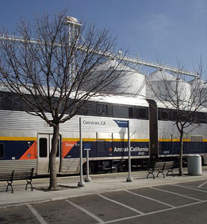 Amtrak passenger rail at the Corcoran rail station. 