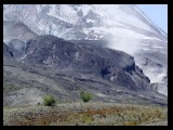 Rockfall and dust beside Loowit Falls. Dust from rockfalls is commonly mistaken for smoke from the volcano.