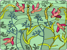 Birds and flowers.