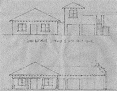 Sketches of back of house, with and without guest house. Courtesy Scott Calhoun.