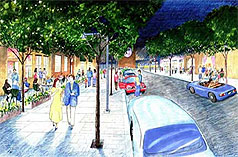 Great Streets 2nd Street conceptual sketch.